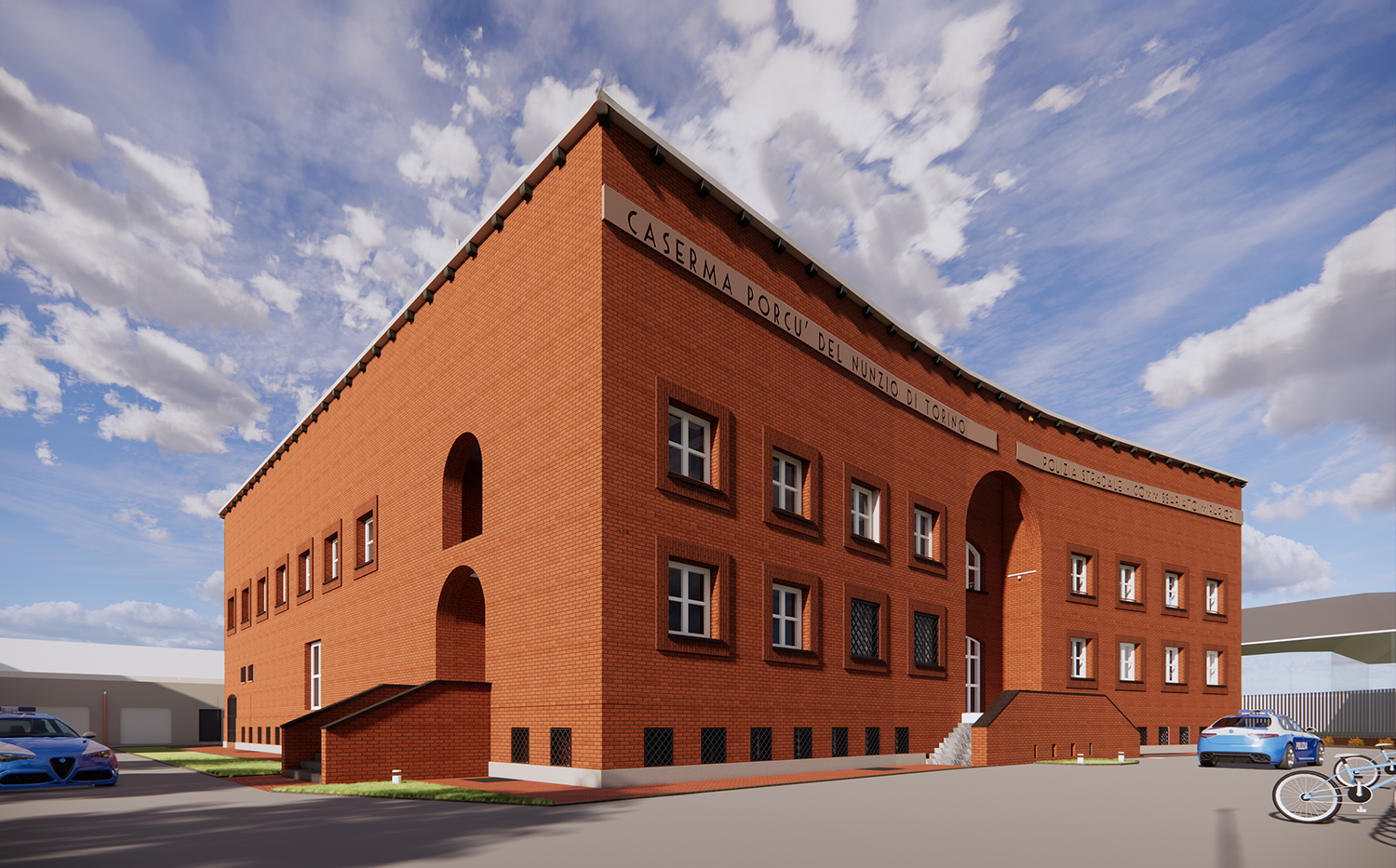 Il progetto ha riguardato la rifunzionalizzazione della Caserma “Porcù Del Nunzio” di Torino, in Corso Giambone, destinata ad accogliere le sedi della Polizia Stradale e del Commissariato “Mirafiori”